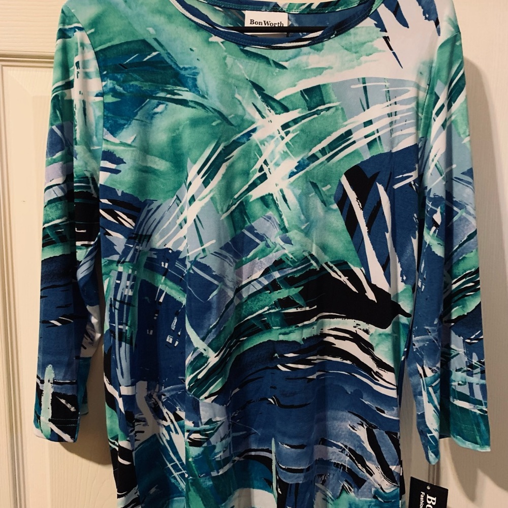 Bon Worth Black and White Top, Size XSP NWT